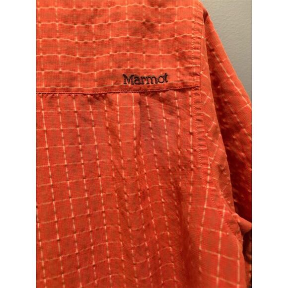 Marmot Men's L Orange Plaid Short Sleeve Button-Up Shirt Casual - Picture 7 of 13